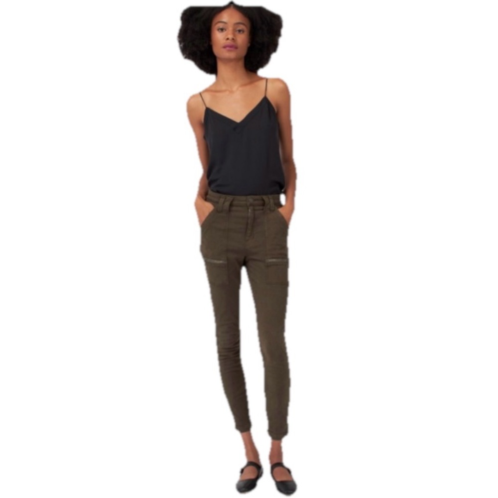 Joie High Rise Park Skinny Pants Women Fatigue Green Ankle Cropped Pants Size 25